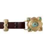 Western Charm Turquoise and Brass Concho Belt