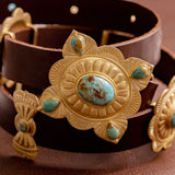 Western Charm Turquoise and Brass Concho Belt