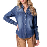 Western Dark Wash Snap Button Denim Shirt