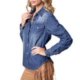 Western Dark Wash Snap Button Denim Shirt