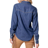 Western Dark Wash Snap Button Denim Shirt