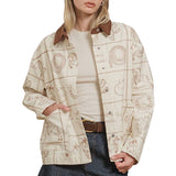 Western Embroidered Jacket with Corduroy Collar