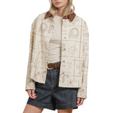 Western Embroidered Jacket with Corduroy Collar