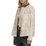 Western Embroidered Jacket with Corduroy Collar