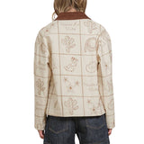 Western Embroidered Jacket with Corduroy Collar