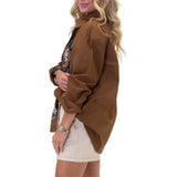 Western Embroidered Poplin Button-Up Top