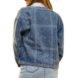 Western Embroidery Puff Sleeve Denim Jacket