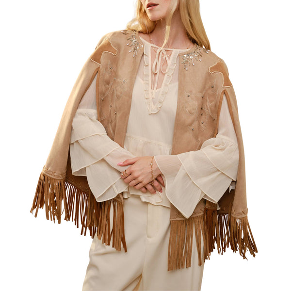 ジャケット・アウター acka cape fringe tops Western Fringe Cape Jacket – Christina Greene