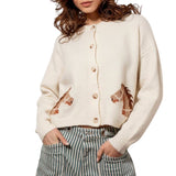Western Horse Graphic Cropped Cardigan Sweater