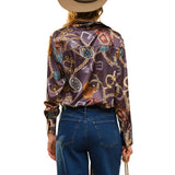 Western Motif Printed Button Down Shirt