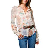 Western Print Chiffon Shirt