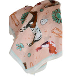 Western Horses and Turquoise Stone Silk Scarf
