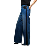 Western Two Tone Panel Wide Denim Jeans
