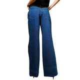 Western Two Tone Panel Wide Denim Jeans