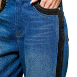 Western Two Tone Panel Wide Denim Jeans