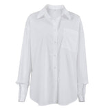 White Lapel Collar Botton Down Fit Daily Shirt
