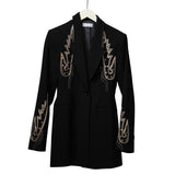 Woven Suiting Embroidered Tunic Blazer