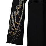 Woven Suiting Embroidered Tunic Blazer