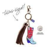 Patriotic Cowgirl Boot Keychain Bag Charm