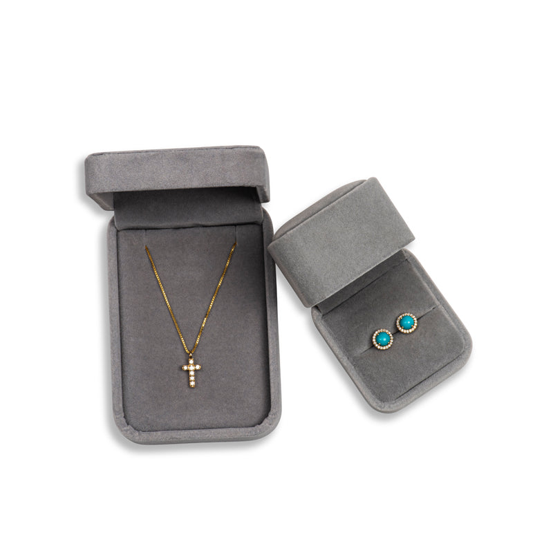 Diamond Cross Necklace and Reed Stud Earrings Gift Set
