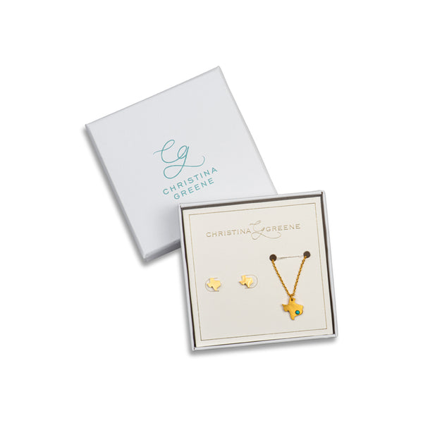 Texas Strong Necklace and Stud Earrings Gift Set