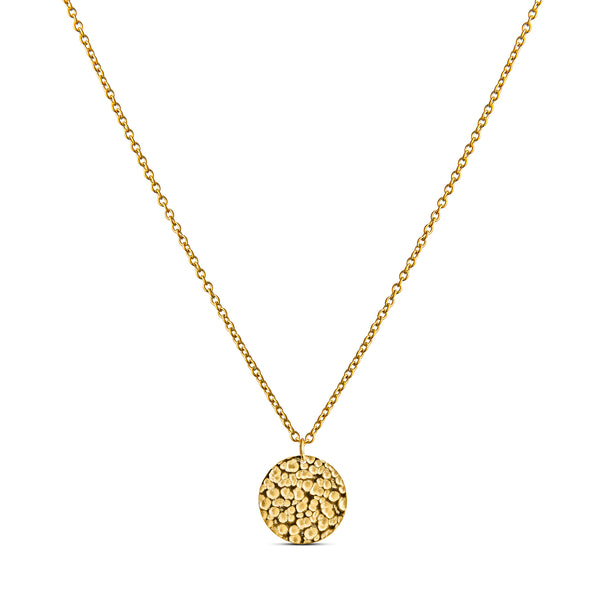 18K Gold-Plated Hammered Disc Necklace