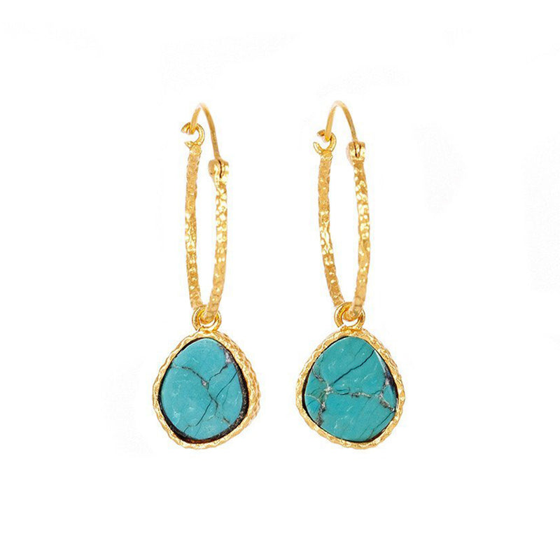 Mini Hoop Earrings - Turquoise