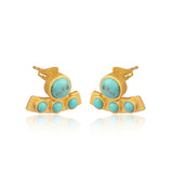 Turquoise Curved Bar Stud Earrings