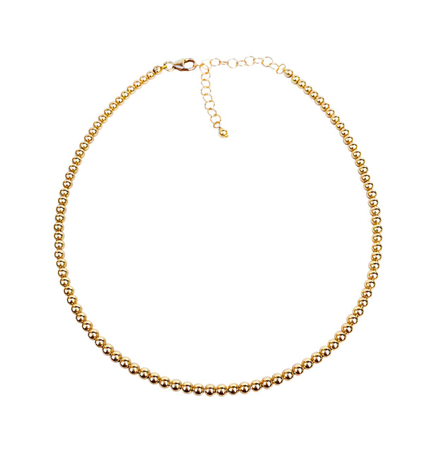3mm Gold Beaded Necklace