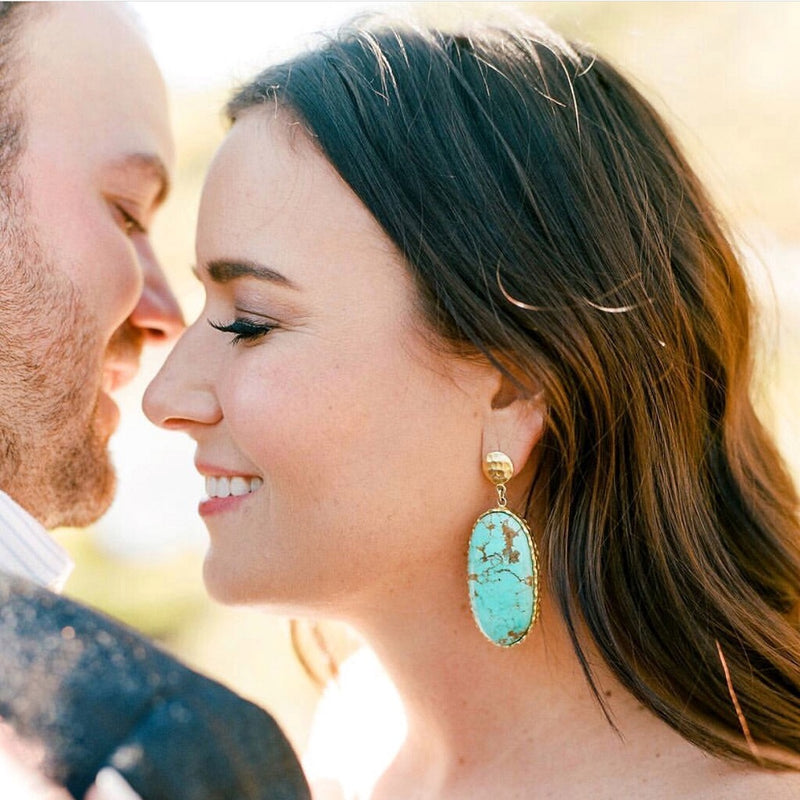 Large Drop Earrings - Turquoise - Christina Greene LLC