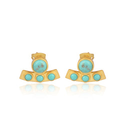 Turquoise Curved Bar Stud Earrings