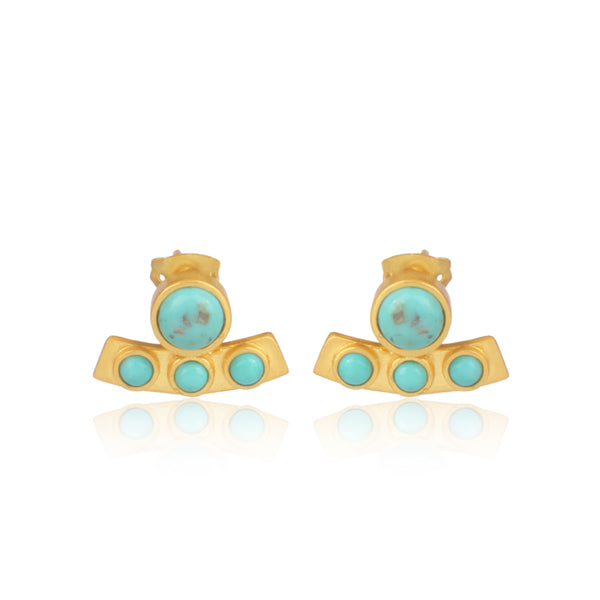 Turquoise Curved Bar Stud Earrings