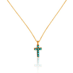 Dainty Turquoise Cross Necklace