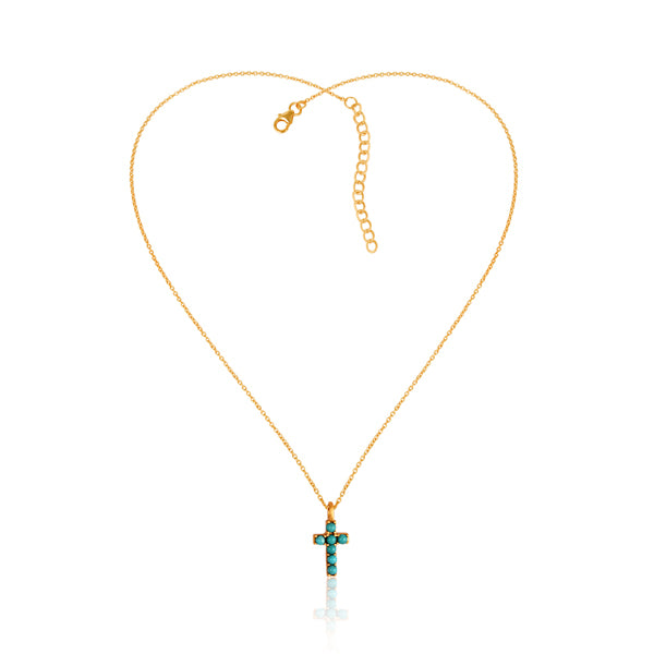 Dainty Turquoise Cross Necklace