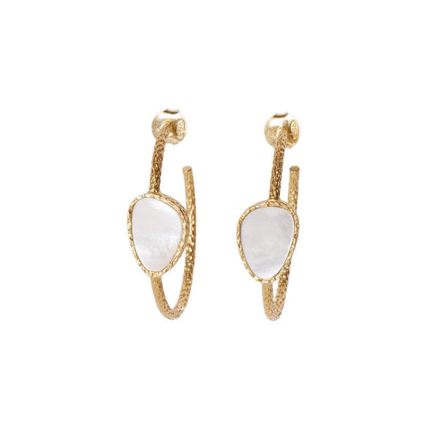 Hoop Earrings - Pearl - Christina Greene LLC