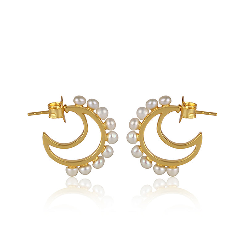 Luna Hoop Earrings - Pearl