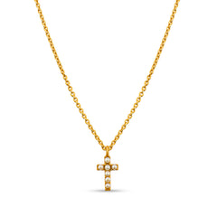 Dainty Pearl Cross Necklace