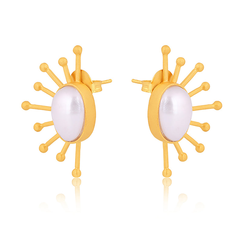 Ray of Sunshine Stud Earrings - Pearl