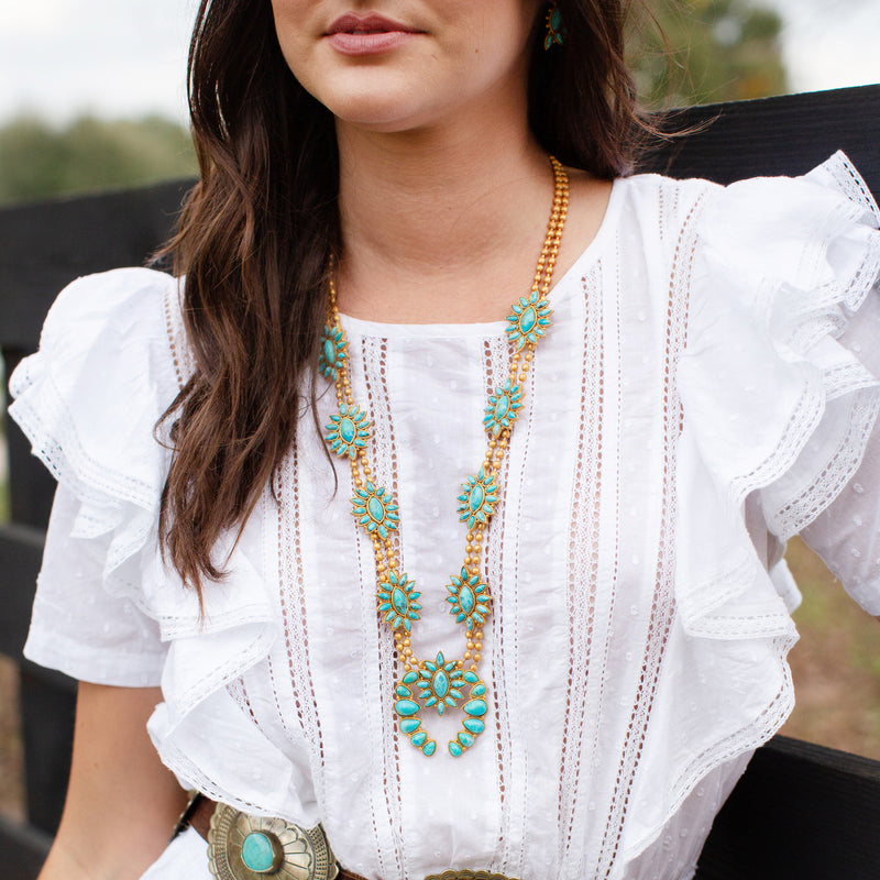 Turquoise Squash Blossom Necklace | Women's Necklaces | Christina Greene–  Christina Greene LLC
