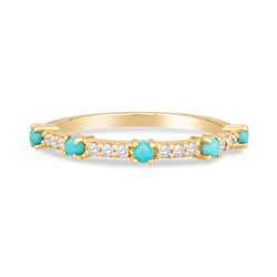 Marilyn 14K Gold Turquoise Ring with White Diamonds