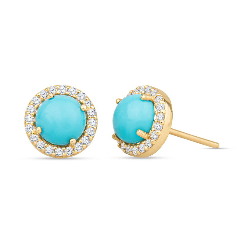 Reed 14K Gold Turquoise Stud Earrings with White Diamonds