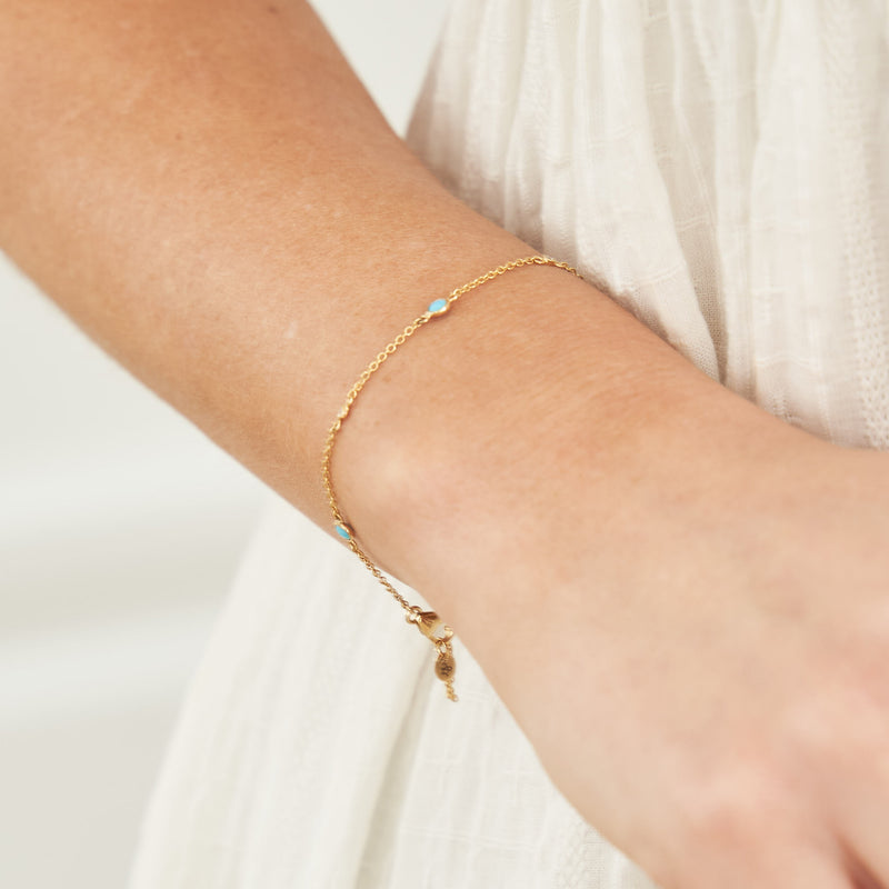 Nina 14K Gold Dainty Bracelet with White Diamonds