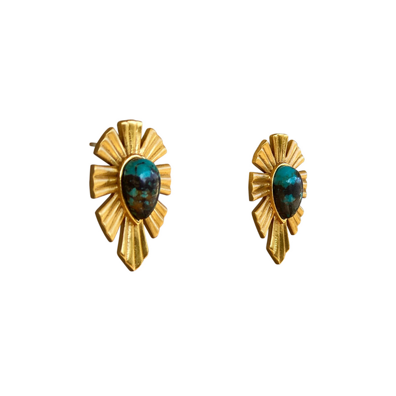 Gold & Bold Stud Earrings - Turqouise - Christina Greene LLC