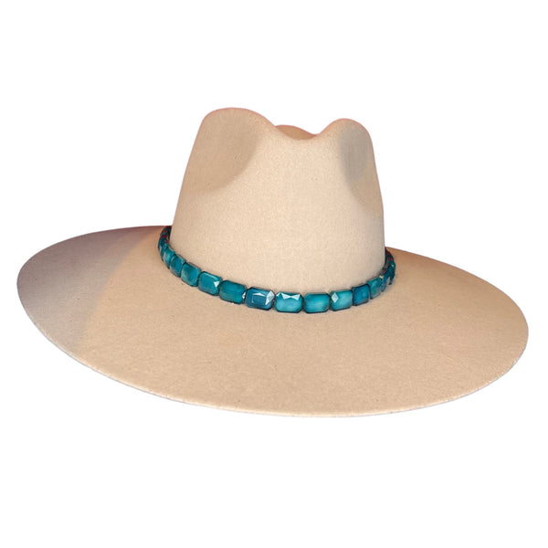 Deep Sea Blue Beaded Hat Band