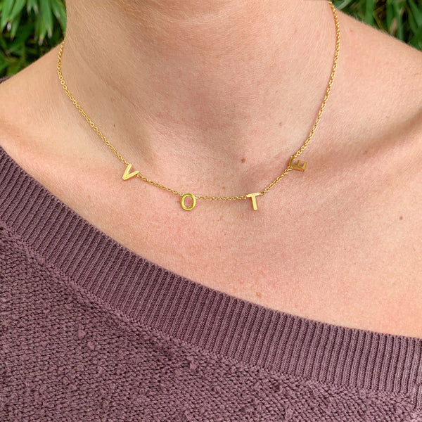 dainty gold letter necklace