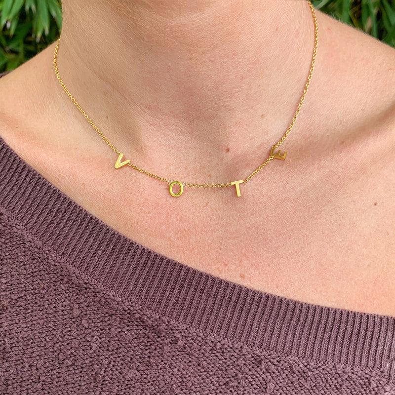 dainty gold letter necklace