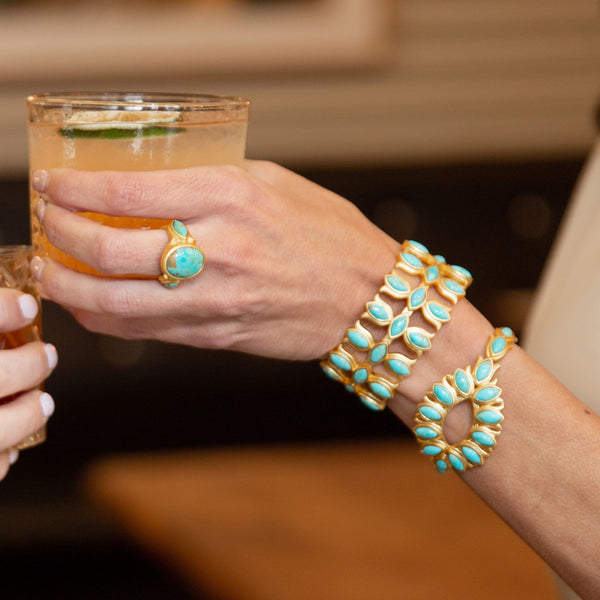 Flower Crown Cuff - Turquoise