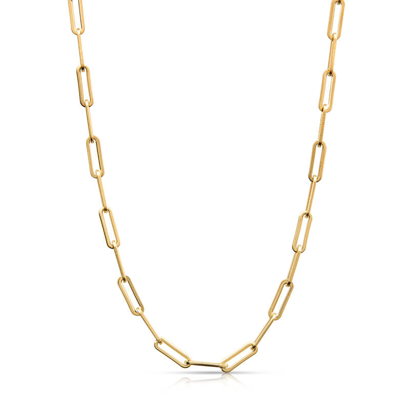 17in Paperclip Chain Necklace in 18K Yellow Gold
