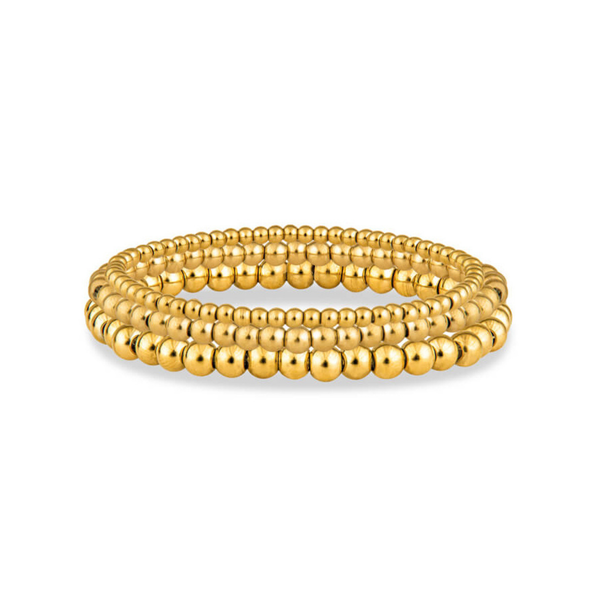 Gold Beaded Bracelet Gift Set - 3mm, 4mm, 5mm