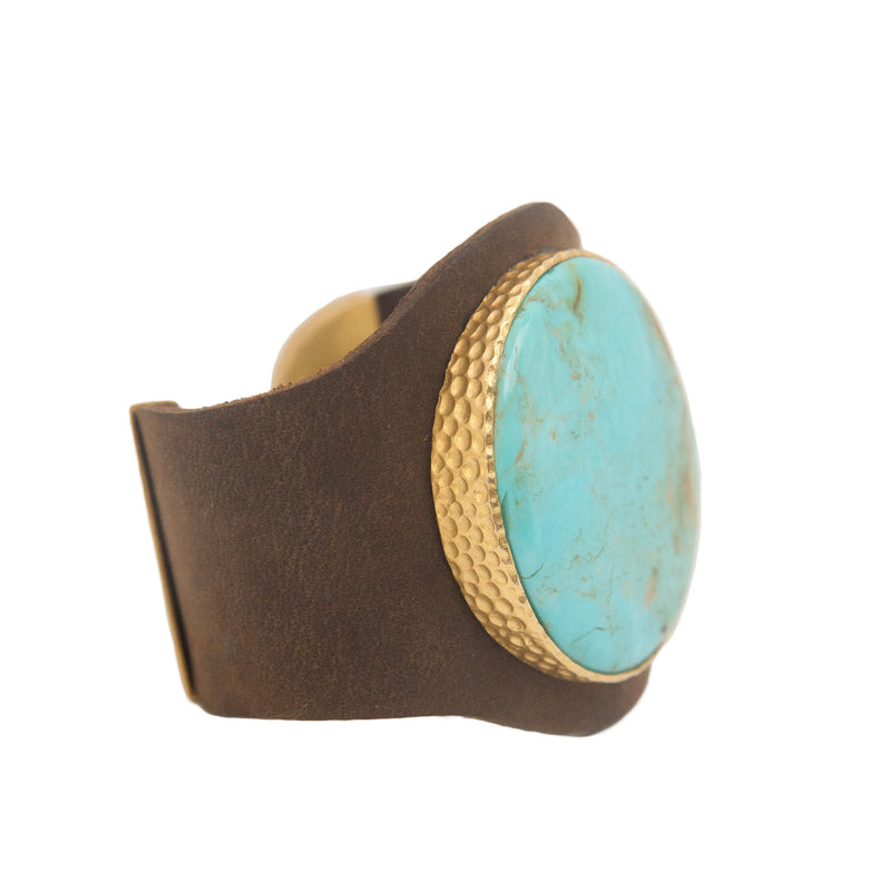 Leather Cuff - Turquoise - Christina Greene LLC